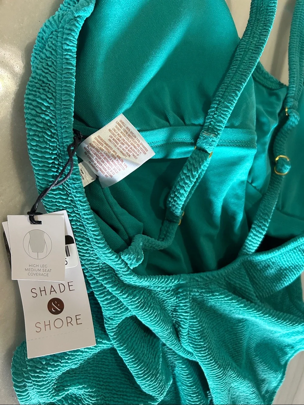 Shade & Shore Teal Padded Hi Leg Swimsuit